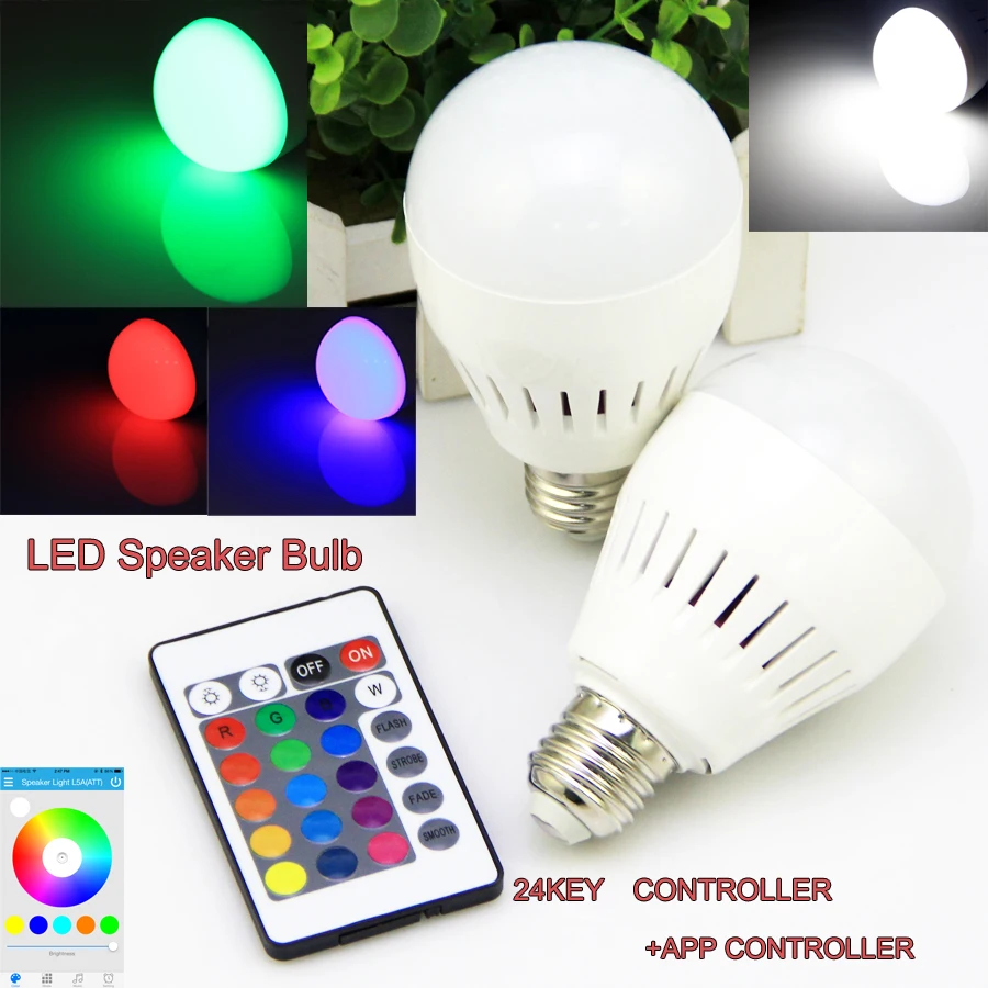 2016 New Arrival Wireless Bluetooth Smart LED Bulb Music Playing&Lighting Bulb by APP controlled or 24keys IR remote control
2016 New Arrival Wireless Bluetooth Smart LED Bulb Music Playing&Lighting Bulb by APP controlled or 24keys IR remote control