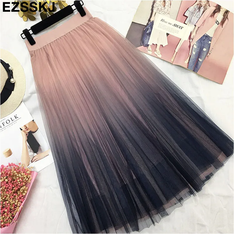Long Tulle Skirt Women 2019 Spring Summer Gradient Korean Elegant High Waist A-line Pleated School Midi Skirt Female
Long Tulle Skirt Women 2019 Spring Summer Gradient Korean Elegant High Waist A-line Pleated School Midi Skirt Female