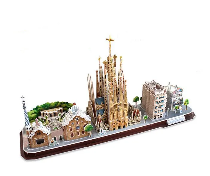 

Educational toy 1pc CubicFun Barcelona Sagrada Familia Palau Guell Casa Mila 3D paper jigsaw puzzle model building