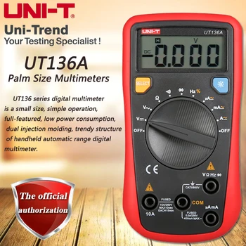 UNI-T UT136A Palm Size Multimeters, Auto Range DMM Resistance / Frequency / Duty Cycle / Diode Test LCD Backlight
UNI-T UT136A Palm Size Multimeters, Auto Range DMM Resistance / Frequency / Duty Cycle / Diode Test LCD Backlight