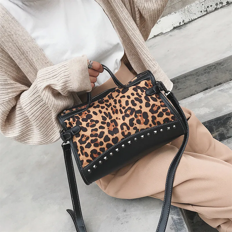 Ladies Small Shoulder Bag Faux Leather Novelty Rivets Fashion Shoulder Handbag