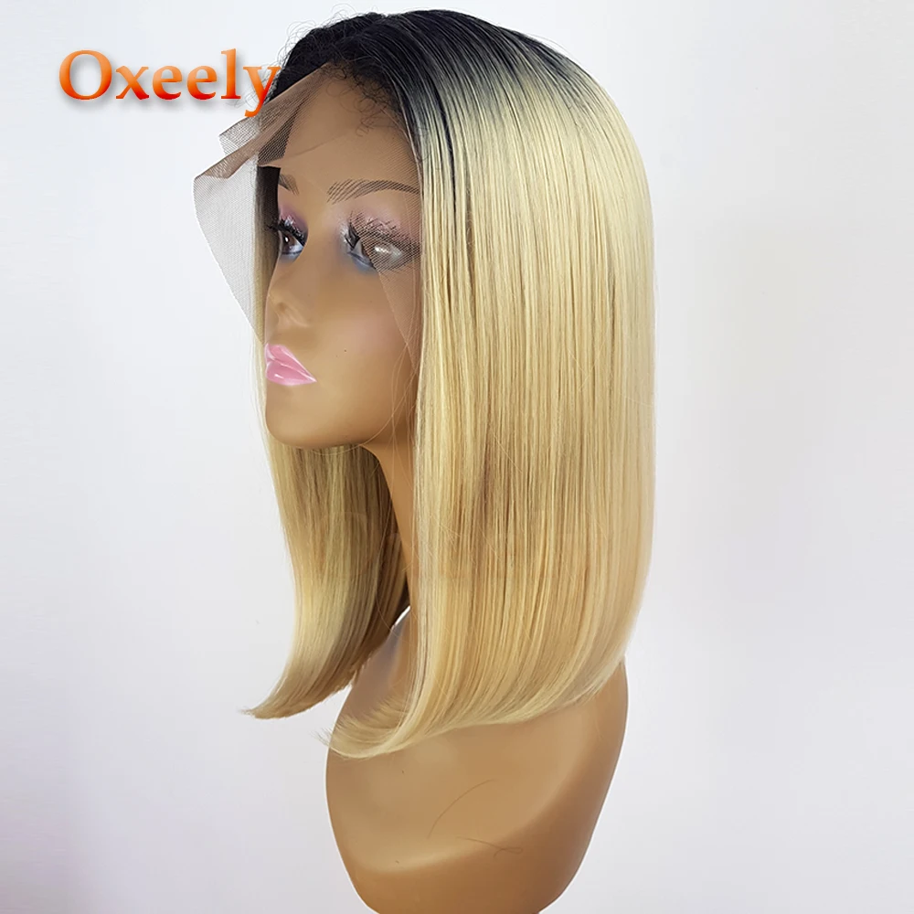 

Oxeely Ombre 613 Synthetic Lace front Wigs Short BOB Blonde Straight Lace Wig Natural Baby Hair for Black Women