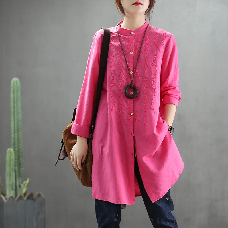 Spring Summer Women's Linen Shirt Dress Floral Embroidered Loose Long Sleeve Dress Shirt Ladies Vintage Fashion Wear SW-025
Spring Summer Women's Linen Shirt Dress Floral Embroidered Loose Long Sleeve Dress Shirt Ladies Vintage Fashion Wear SW-025