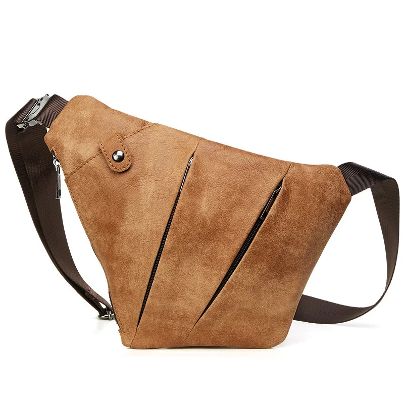 High Quality Men's Shoulder Messenger Bag Crazy Horse Men Genuine Leather Chest Pack Cross body Vintage Men Zipper Sling Chest 
High Quality Men's Shoulder Messenger Bag Crazy Horse Men Genuine Leather Chest Pack Cross body Vintage Men Zipper Sling Chest
