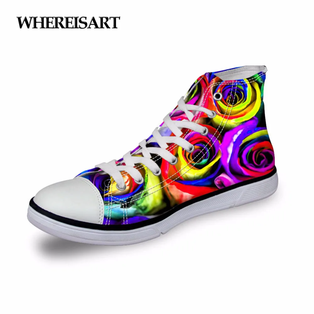 WHEREISART 2019 Spring Shoes Woman High Top Girls Canvas Sneakers Rainbow Rose Print Vulcanized Female Casual Outdoor Footwear
WHEREISART 2019 Spring Shoes Woman High Top Girls Canvas Sneakers Rainbow Rose Print Vulcanized Female Casual Outdoor Footwear