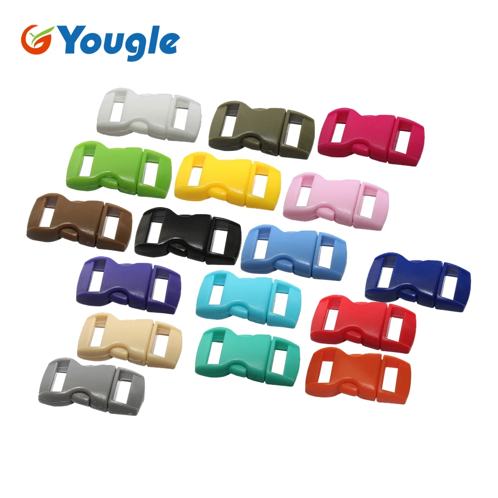 50 pcs 3/8" Mix Color Shackle Contoured Curved Side Release Plastic Buckle for Paracord Bracelet | Спорт и развлечения