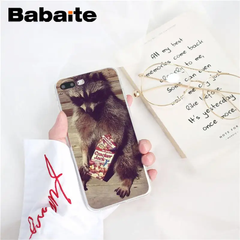 Babaite Raccoon Art DIY Luxury Phone Accessories Case for iPhone 5 5Sx 6 7 7plus 8 8Plus X XS MAX XR Fundas Capa