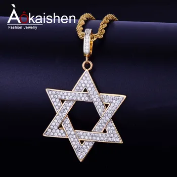 Iced Out Star of Danid Necklace & Pendant Free Steel Rope Chain Gold Color Bling Cubic Zircon Men's Hip Hop Jewelry For Gift
Iced Out Star of Danid Necklace & Pendant Free Steel Rope Chain Gold Color Bling Cubic Zircon Men's Hip Hop Jewelry For Gift