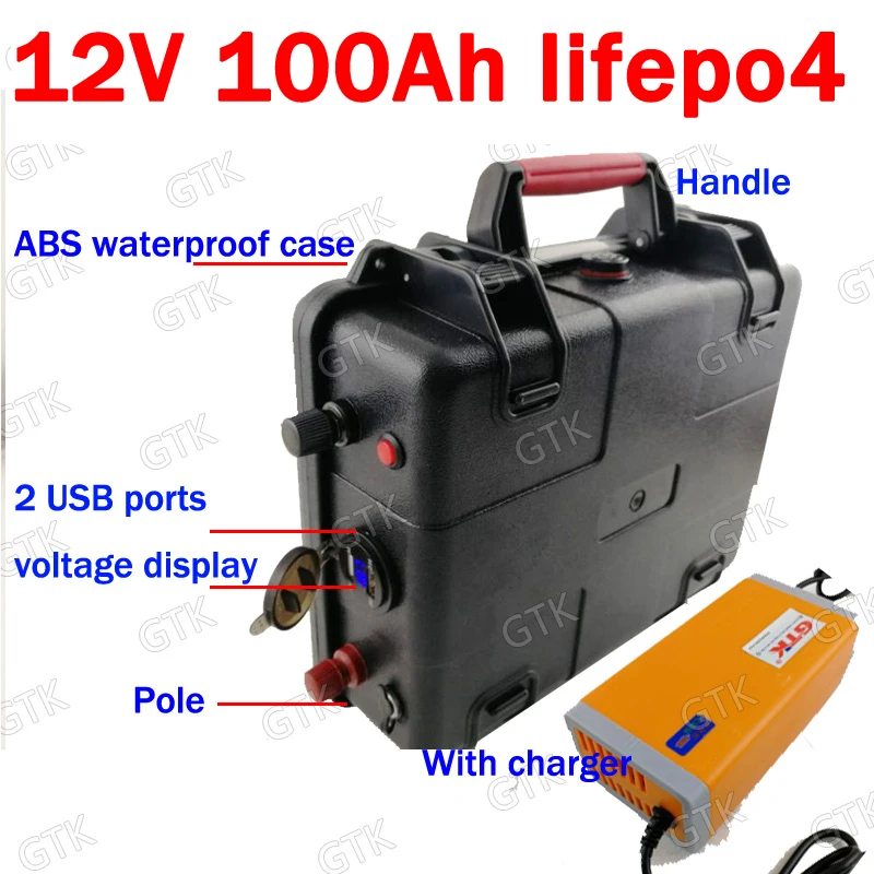 Waterproof 12v 100AH lifepo4 battery with 2 usb sport echargeable battery for UPS electric car triciclo electrico Inverter
Waterproof 12v 100AH lifepo4 battery with 2 usb sport echargeable battery for UPS electric car triciclo electrico Inverter