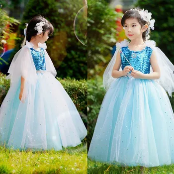 Snow Queen Elsa Costume Girl Princess Blue Fancy Party Dress Halloween Cosplay Costume Chritstmas Gift Long Gown Peagant
Snow Queen Elsa Costume Girl Princess Blue Fancy Party Dress Halloween Cosplay Costume Chritstmas Gift Long Gown Peagant
