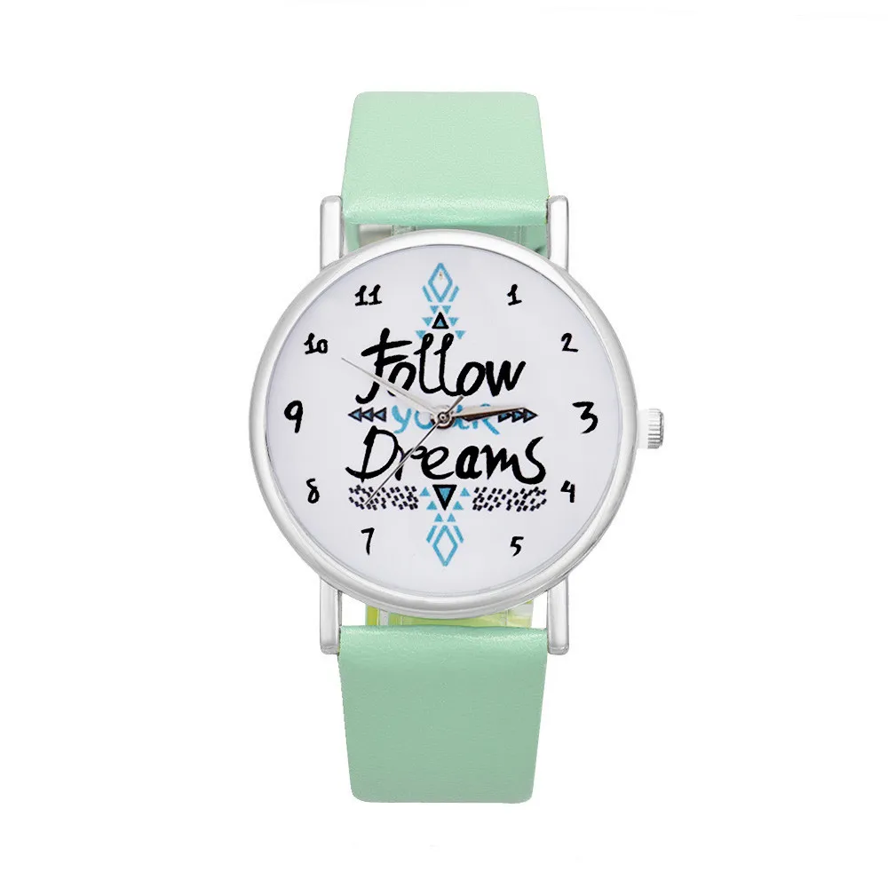 Women's watches casual watches Leather Follow Dreams Words Pattern Leather Watch women Ladies quartz wristwatches montre femme
Women's watches casual watches Leather Follow Dreams Words Pattern Leather Watch women Ladies quartz wristwatches montre femme