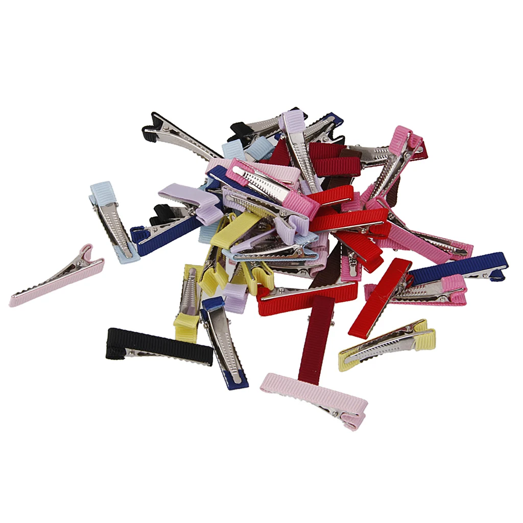 50Pcs/Pack Colorful Headwear Stain Coverd Hair Section Clip Hair Duck-Bill Clips for Baby Kids Children Girls Accs