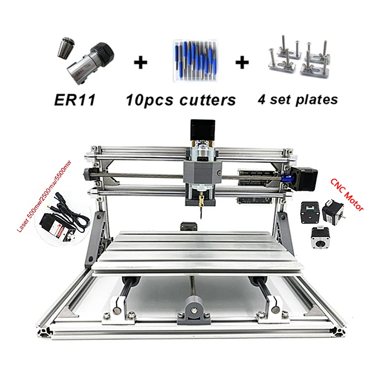 

Multifunction 2 in 1 mini CNC 2418 PRO laser engraving cutting machine GRBL control L10007