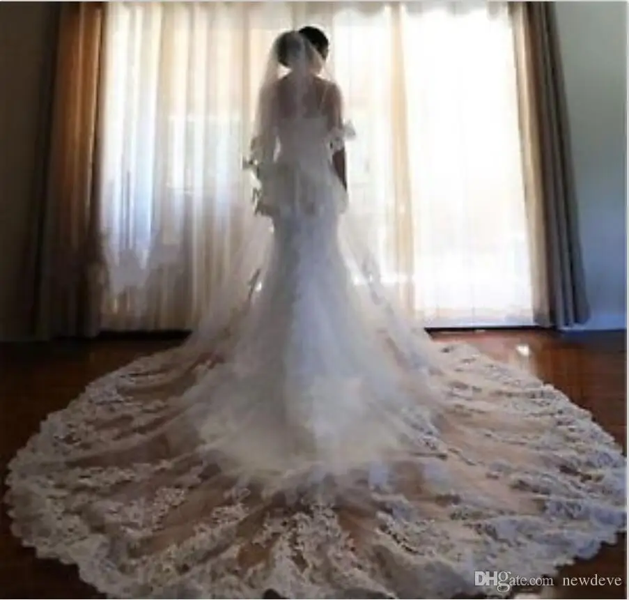 In Stock Wedding Veils Cathedral Length Bridal Veils Appliques Lace Edge 2 Layers with Blusher Face Customized Wedding Veil
In Stock Wedding Veils Cathedral Length Bridal Veils Appliques Lace Edge 2 Layers with Blusher Face Customized Wedding Veil