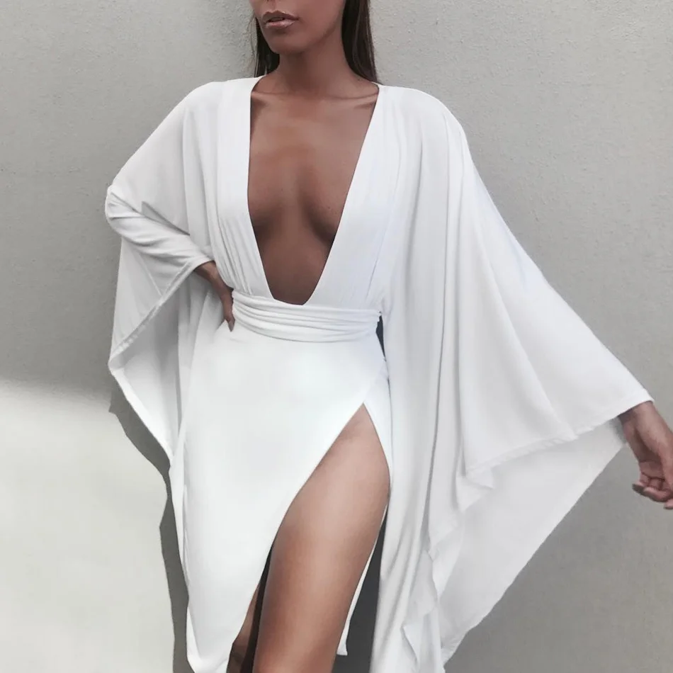 Classic Ruched Kimono Sleeve Deep V Neck Women Dress Long Sleeve Tight Waist Thigh Split Solid Mini Slim Club Wrap Dress
Classic Ruched Kimono Sleeve Deep V Neck Women Dress Long Sleeve Tight Waist Thigh Split Solid Mini Slim Club Wrap Dress