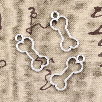 

30pcs Charms Hollow Dog Bone 25x11mm Antique Bronze Silver Color Pendants Making DIY Handmade Tibetan Bronze Jewelry