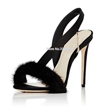 Hot Sale Slip On Fur Sandals for Women Fashion High Heels Metal Chains Female Runway Sandals Heels Summer Party Shoes For 2019
Hot Sale Slip On Fur Sandals for Women Fashion High Heels Metal Chains Female Runway Sandals Heels Summer Party Shoes For 2019
