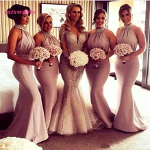2021 Halter Maid Of Honor Dresses Beads Sequins Satin Country Mermaid Bridesmaid Dress Long Pleas Low Back Sexy Party Prom Gowns
2021 Halter Maid Of Honor Dresses Beads Sequins Satin Country Mermaid Bridesmaid Dress Long Pleas Low Back Sexy Party Prom Gowns