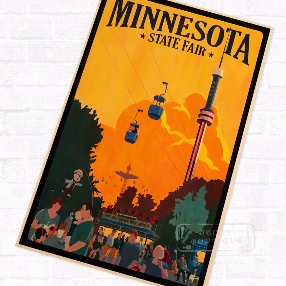 America Minnesota State Fair Travel Vintage Retro Kraft Poster Decorative DIY Wall Canvas Sticker Home Bar Art Posters Decoratio
America Minnesota State Fair Travel Vintage Retro Kraft Poster Decorative DIY Wall Canvas Sticker Home Bar Art Posters Decoratio