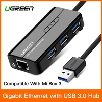 Ugreen USB Ethernet USB 3.0 2.0 to RJ45 HUB for Xiaomi Mi Box 3 Android TV Set-top Box Ethernet Adapter Network Card USB Lan image