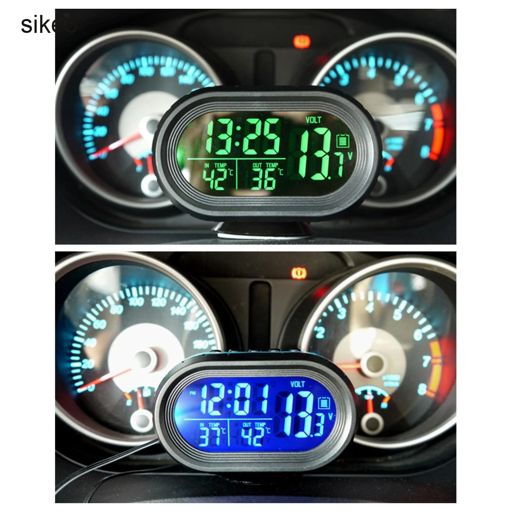 sikeo LED Lighted Digital Car Clock Thermometer Auto Dual Temperature Gauge Voltmeter Voltage Tester DC 12-24V
sikeo LED Lighted Digital Car Clock Thermometer Auto Dual Temperature Gauge Voltmeter Voltage Tester DC 12-24V
