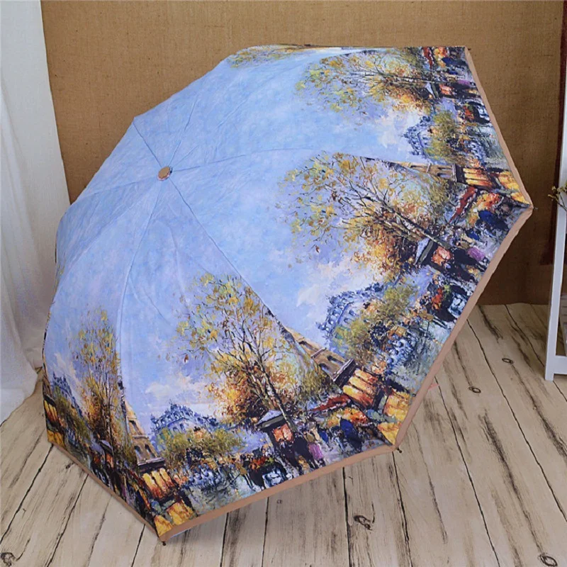 Famous painting Double thick silver coating anti uv umbrella for men blue sky and white clouds inside women rain umbrella
Famous painting Double thick silver coating anti uv umbrella for men blue sky and white clouds inside women rain umbrella
