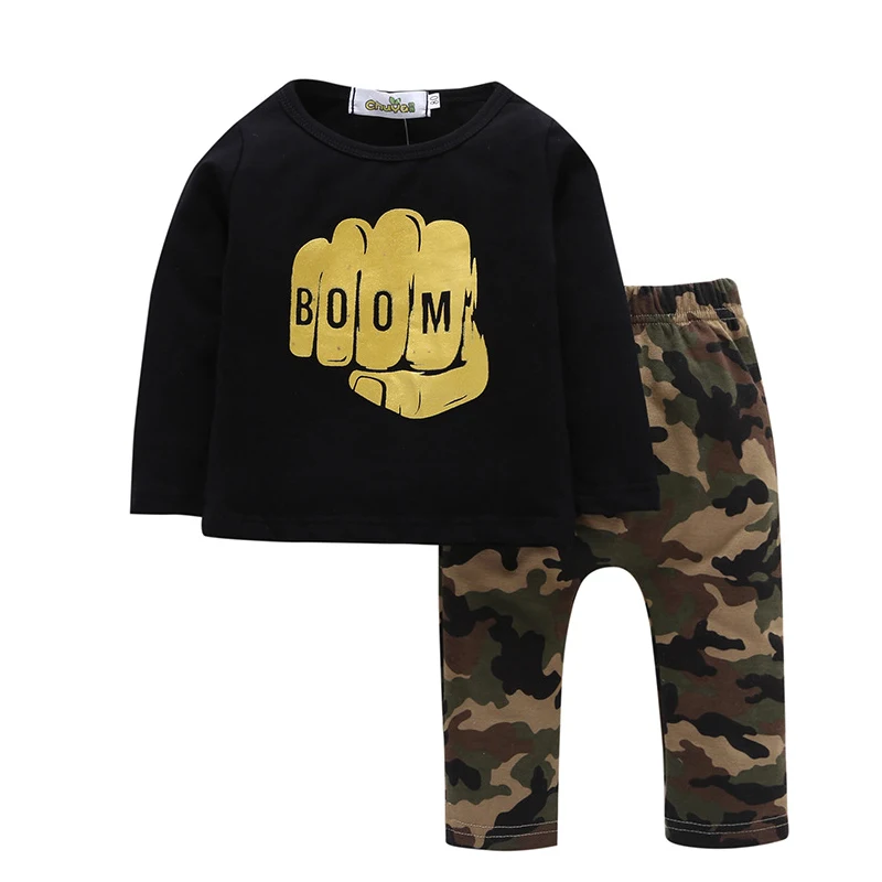 BibiCola boys clothing set bebe camouflage outfits casual letter kids long sleeve 2pcs autumn style cotton children suit |