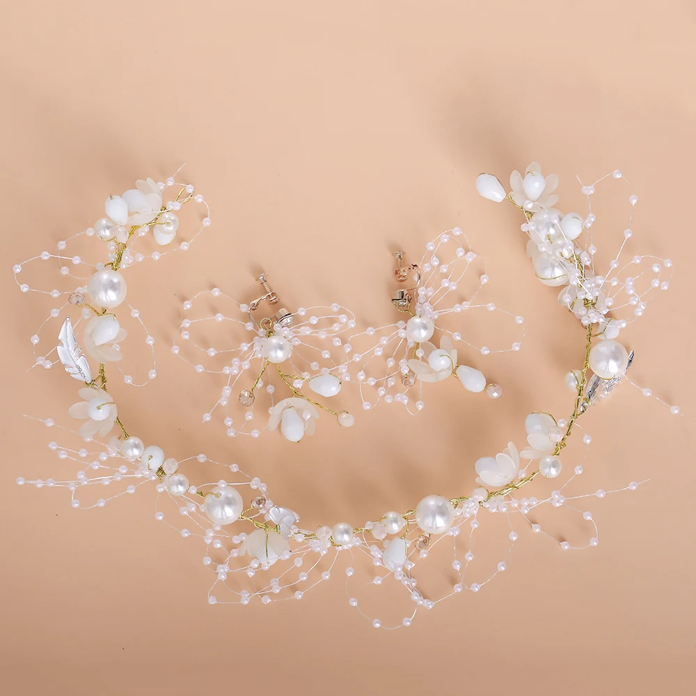 Simulated Pearl Headband Fashion Korean Style Headwear Hair Jewelry Metal Leaves Wedding Party Headpiece Dangle Earrings Women
Simulated Pearl Headband Fashion Korean Style Headwear Hair Jewelry Metal Leaves Wedding Party Headpiece Dangle Earrings Women