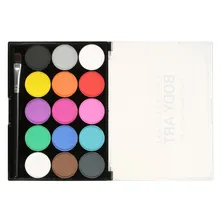 Pro 15 couleurs maquillage du corps Non toxique peinture à l'eau huile corps peinture Kit de visage avec brosse pour noël fantaisie carnaval Vibrant fête(China)