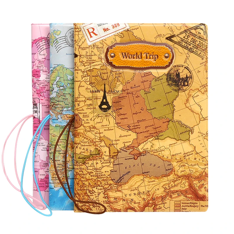 New World Trip Map Passport Cover ID Card Case Women Men Travel PVC Leather holder Credit Holder Wallets | Багаж и сумки