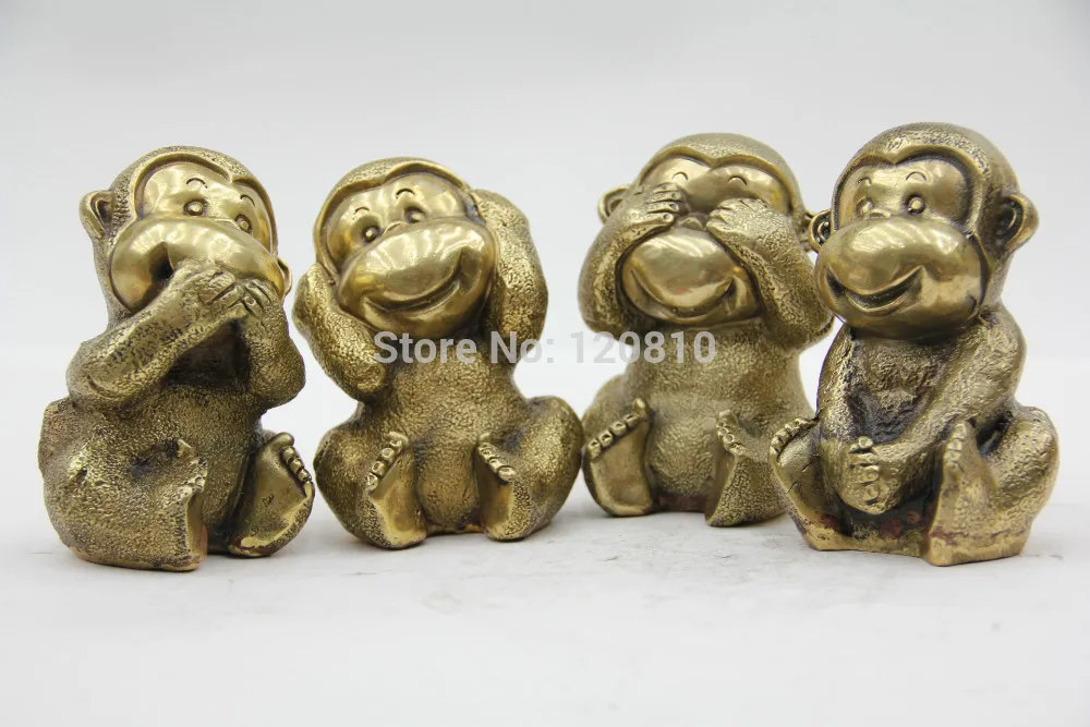 Stunning Handcraft Brass Bronze Four Do Not Monkeys Statue:See no evil, Hear no evil, Speak no evil. Move no evil.
Stunning Handcraft Brass Bronze Four Do Not Monkeys Statue:See no evil, Hear no evil, Speak no evil. Move no evil.