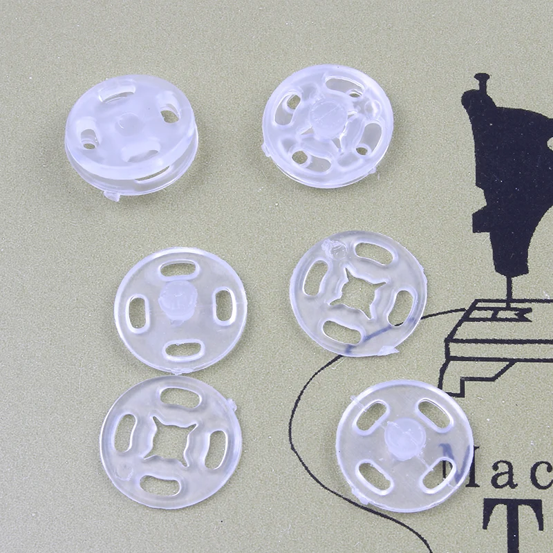 11/13mm 100 Sets Clear Plastic Snap Button Plastic Snaps Fasteners Press DIY Sewing Garments Accessories Handmade Ornaments