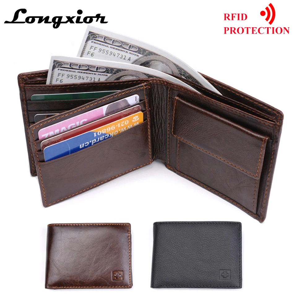 LONGXIOR Genuine Leather Men Wallet RFID Blocking Wallet Men Fashion Cow Leather Purse Identity Protection Men's Wallets MRF7
LONGXIOR Genuine Leather Men Wallet RFID Blocking Wallet Men Fashion Cow Leather Purse Identity Protection Men's Wallets MRF7