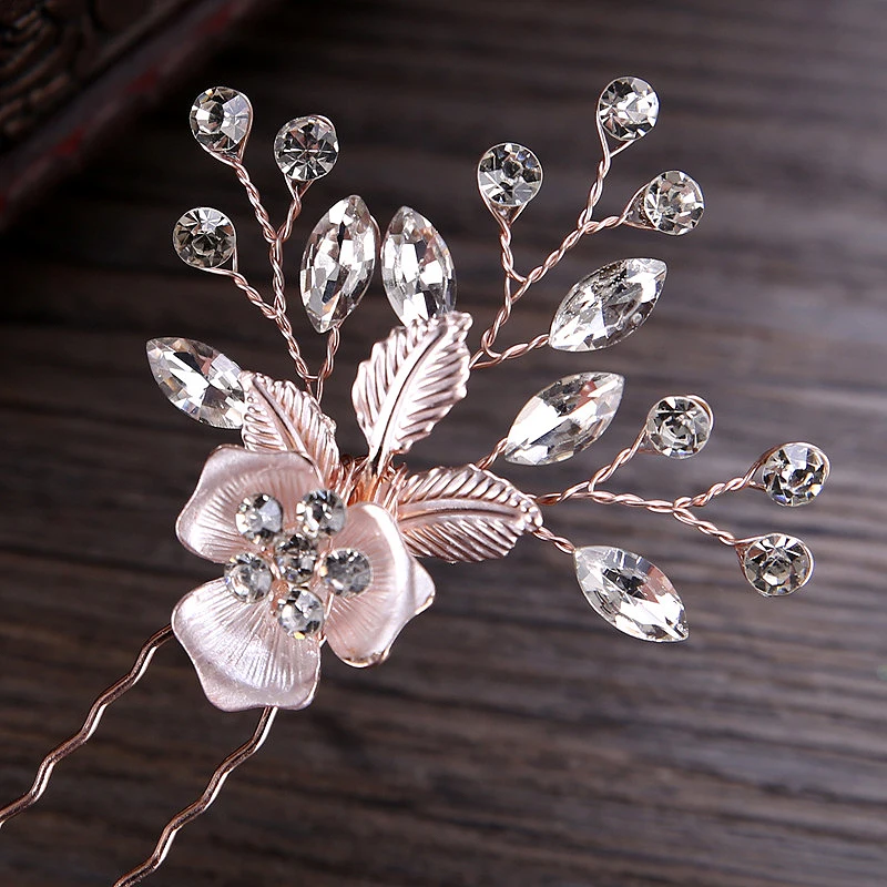 Handmade Alloy Flower Leaf Rose Gold Hair Clip Luxury Crystal Bride Hair Vine Pin Diamante Wedding Hairpin For Women Jewelry
Handmade Alloy Flower Leaf Rose Gold Hair Clip Luxury Crystal Bride Hair Vine Pin Diamante Wedding Hairpin For Women Jewelry