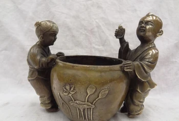song voge gem S2697 8" Chinese Bronze 2 Kid Children Wealth Fish Box Pot Statue Bowl Tank Censer
song voge gem S2697 8" Chinese Bronze 2 Kid Children Wealth Fish Box Pot Statue Bowl Tank Censer