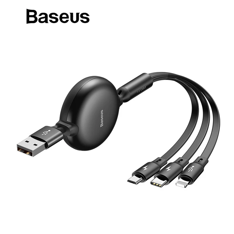 Baseus 3 in 1 Retractable USB Cable For iPhone Xs Max Xr X 3.5A Fast Charging Micro USB Type C Cable For Samsung One Plus 6t 6 5
Baseus 3 in 1 Retractable USB Cable For iPhone Xs Max Xr X 3.5A Fast Charging Micro USB Type C Cable For Samsung One Plus 6t 6 5