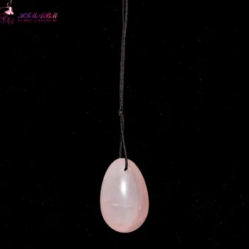 

HIMABM Small size 50*35mm drilled natural Rose Quartz jade egg for Kegel exercise pelvic floor muscles ben wa yoni ball