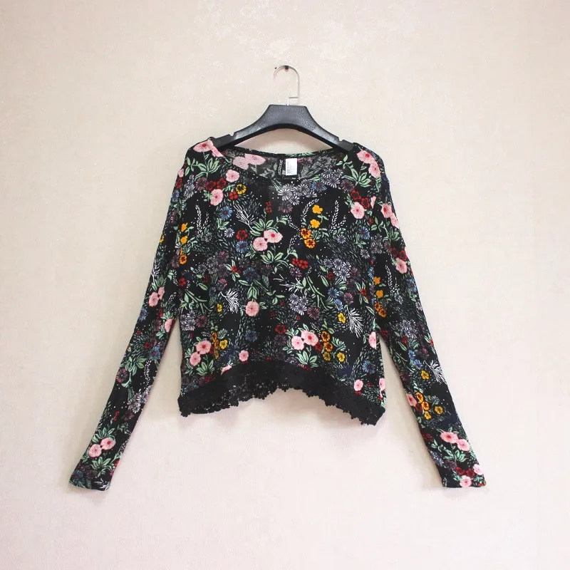 Women Spring Long Sleeves colorful Flora Short Top Knitted Lace Thin Knitted Blouse
Women Spring Long Sleeves colorful Flora Short Top Knitted Lace Thin Knitted Blouse