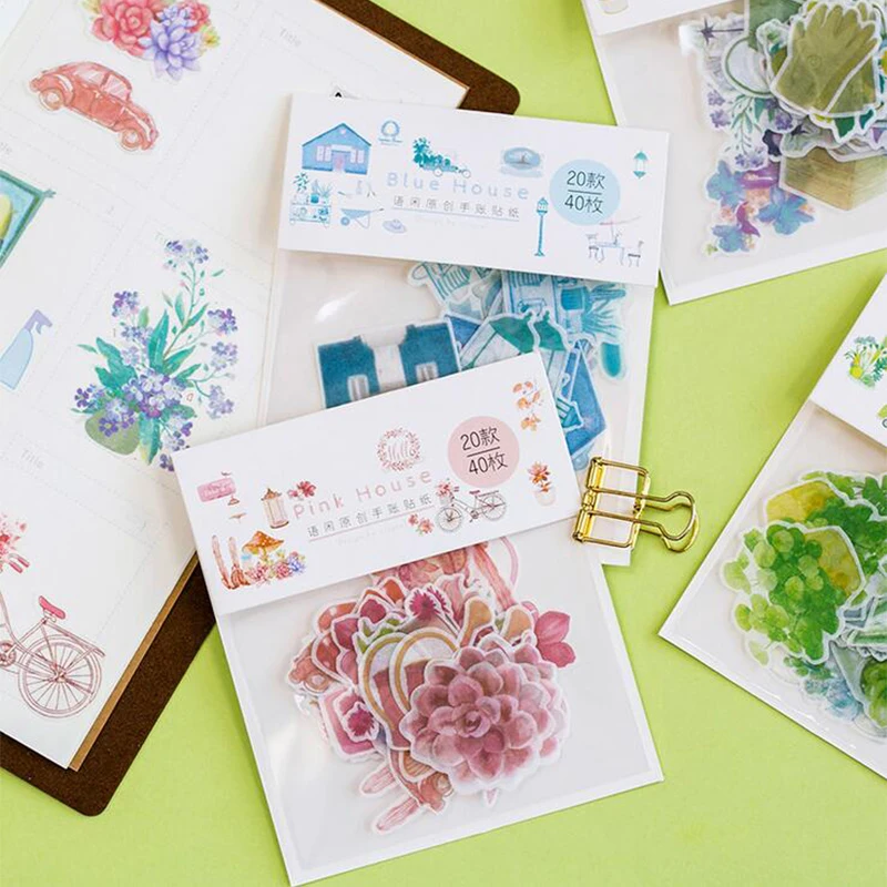 40 Pcs/Bag Pink house green plants mini paper sticker package DIY diary decoration sticker album scrapbooking
40 Pcs/Bag Pink house green plants mini paper sticker package DIY diary decoration sticker album scrapbooking