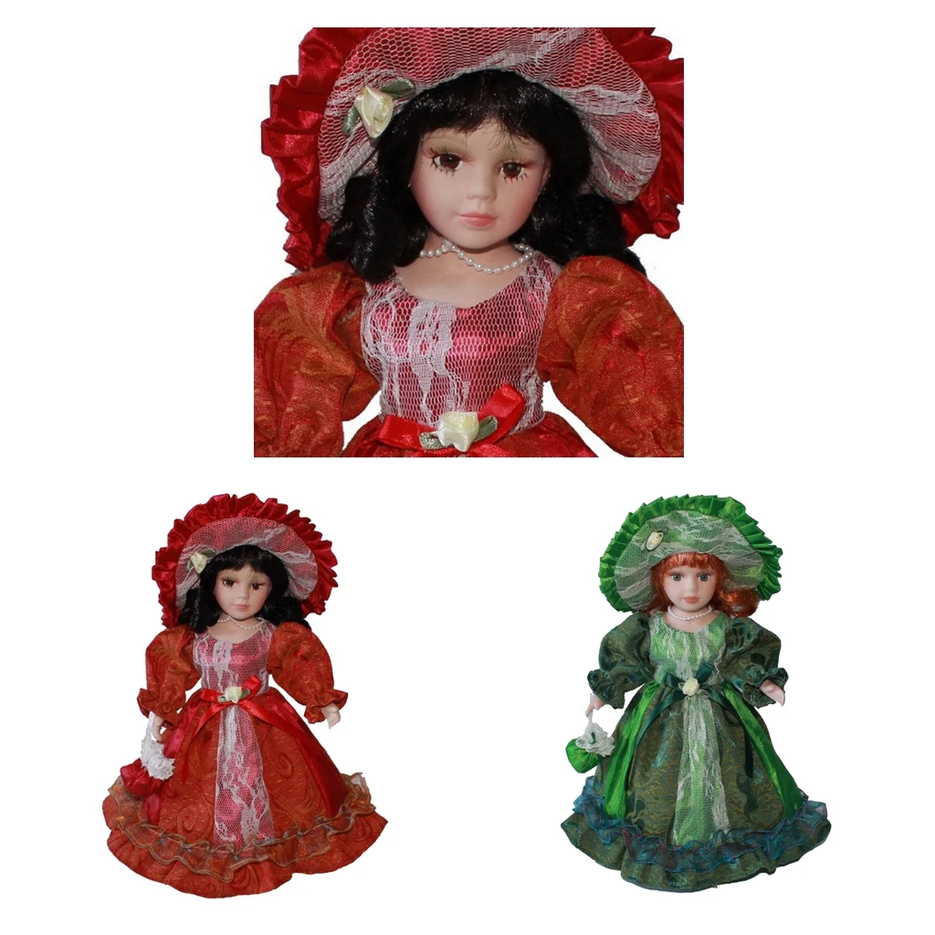 30cm Victorian Ceramic Female Doll with Long Princess Dress Suit Home Decor 30cm Victorian Ceramic Female Doll with Long Princess Dress Suit Home Decor