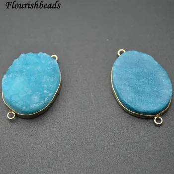 Sky Blue Color Flat Oval Druzy Two Loops Jewelry Connectors Necklace Pendants Fit Necklace Making 5pc Per Lot
Sky Blue Color Flat Oval Druzy Two Loops Jewelry Connectors Necklace Pendants Fit Necklace Making 5pc Per Lot