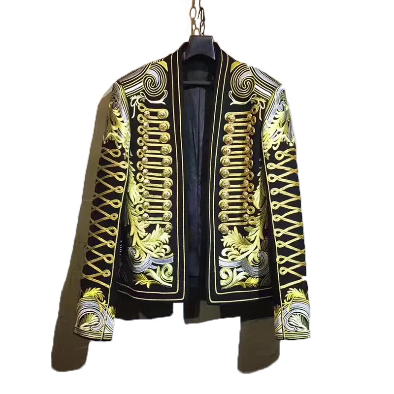 New Fashion Men Blazers Suits Jacket Flat Collar Embroidery Suit Wedding Royal Gown Gold Button Slin Fit Suits Male Party Groom
New Fashion Men Blazers Suits Jacket Flat Collar Embroidery Suit Wedding Royal Gown Gold Button Slin Fit Suits Male Party Groom
