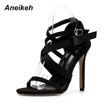 Aneikeh 2018 New Gladiator Women High Heels Pumps Thin Heels Ladies Sexy Party Flock Cross-tied Open Toe Heels Shoes Black red
Aneikeh 2018 New Gladiator Women High Heels Pumps Thin Heels Ladies Sexy Party Flock Cross-tied Open Toe Heels Shoes Black red