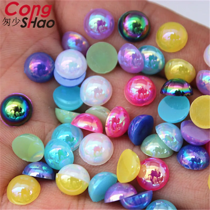 

Cong Shao 500PCS 8mm AB Color Round Acrylic Rhinestone stones crystals Gems Flatback Beads For Clothes Craft Decoration CS589