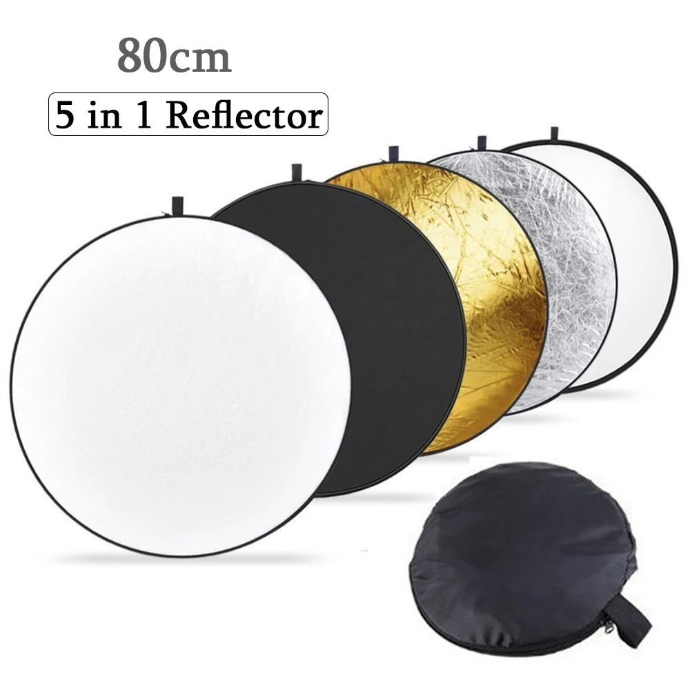 INSEESI 32" 80cm 5in1 Collapsible Portable Light Reflector Diffuser Round Photo disc Multi Color Reflector for Studio Photograp
INSEESI 32" 80cm 5in1 Collapsible Portable Light Reflector Diffuser Round Photo disc Multi Color Reflector for Studio Photograp