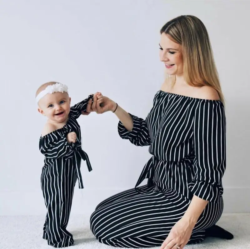 Autumn Long Sleeve Off Shoulder Black White Striped Family Matching Mom Kid Girl Cloth Romper Playsuit Bodysuit Jumpsuit Outfit
Autumn Long Sleeve Off Shoulder Black White Striped Family Matching Mom Kid Girl Cloth Romper Playsuit Bodysuit Jumpsuit Outfit
