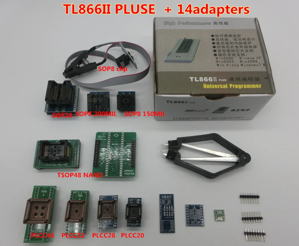 100%Original NEWEST XGecu TL866II PLUS Universal Programmer+14 Adapters+TSOP32 TSOP48 Adapter +Test Clip
100%Original NEWEST XGecu TL866II PLUS Universal Programmer+14 Adapters+TSOP32 TSOP48 Adapter +Test Clip