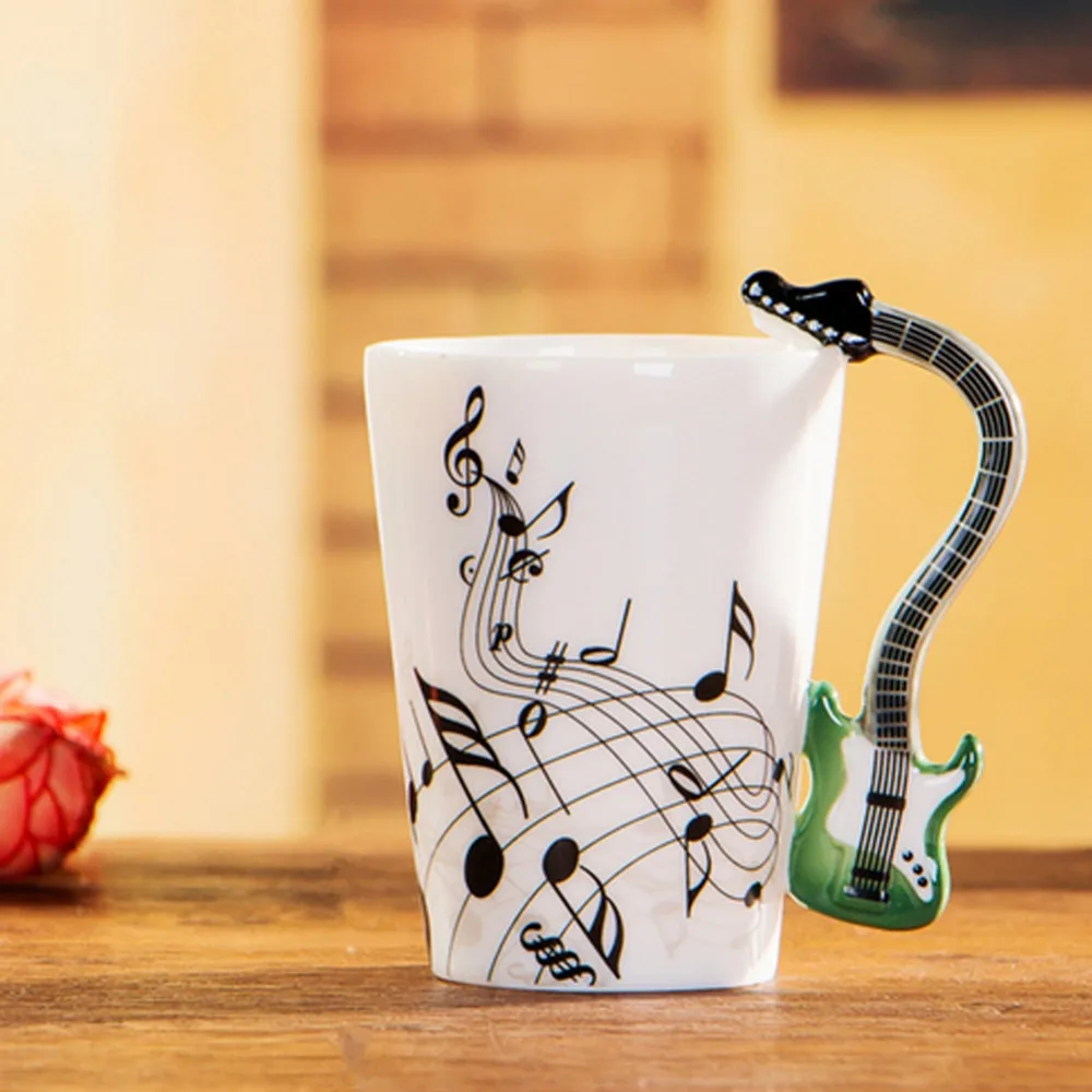 Image 14 Types Creative Guitar Ceramic Cup Personality Music Note Milk Juice Lemon Mug Coffee Tea Cup Home Office Drinkware New!!