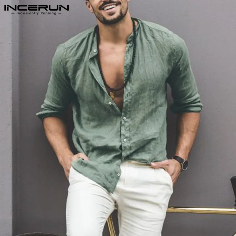 INCERUN Men's Europe United States 2020 Autumn Long Sleeve Stand Collar Button Solid Color Shirt Literary Street Clothing Shirt
INCERUN Men's Europe United States 2020 Autumn Long Sleeve Stand Collar Button Solid Color Shirt Literary Street Clothing Shirt
