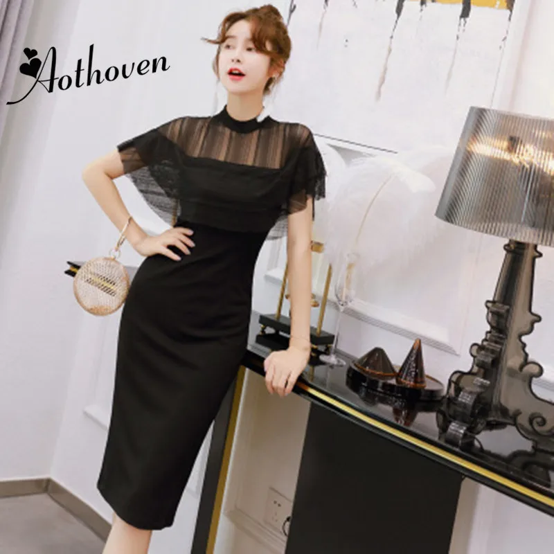 2020 Summer Gauze Patchwork Pencil Dress Women Black Stand-up Collar Short Sleeve Dress Vintage Sexy Party Office Lady Dresses
2020 Summer Gauze Patchwork Pencil Dress Women Black Stand-up Collar Short Sleeve Dress Vintage Sexy Party Office Lady Dresses